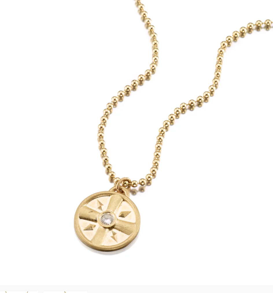 14K Diamond Mini Eye of The Sun Pendant by Elizabeth Moore