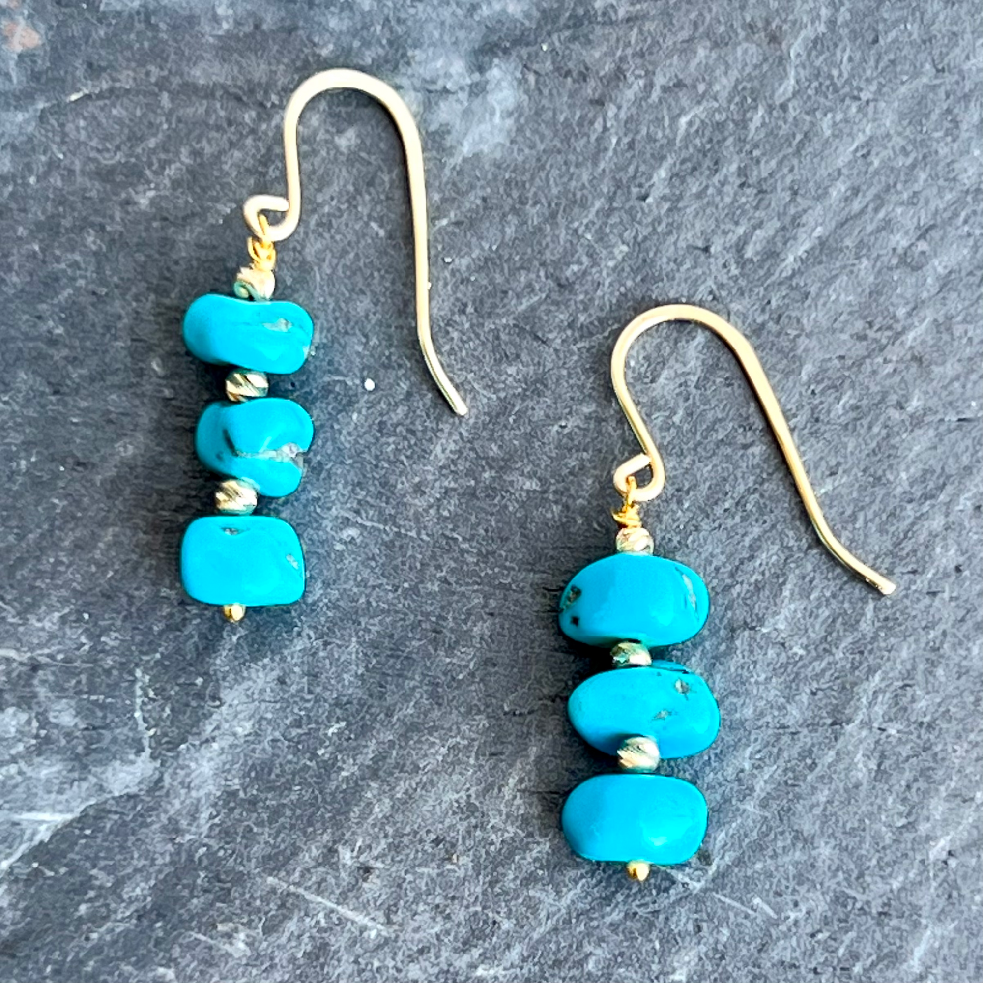 Sleeping Beauty Turquoise 18K Earrings by Garden of Silver & Gold