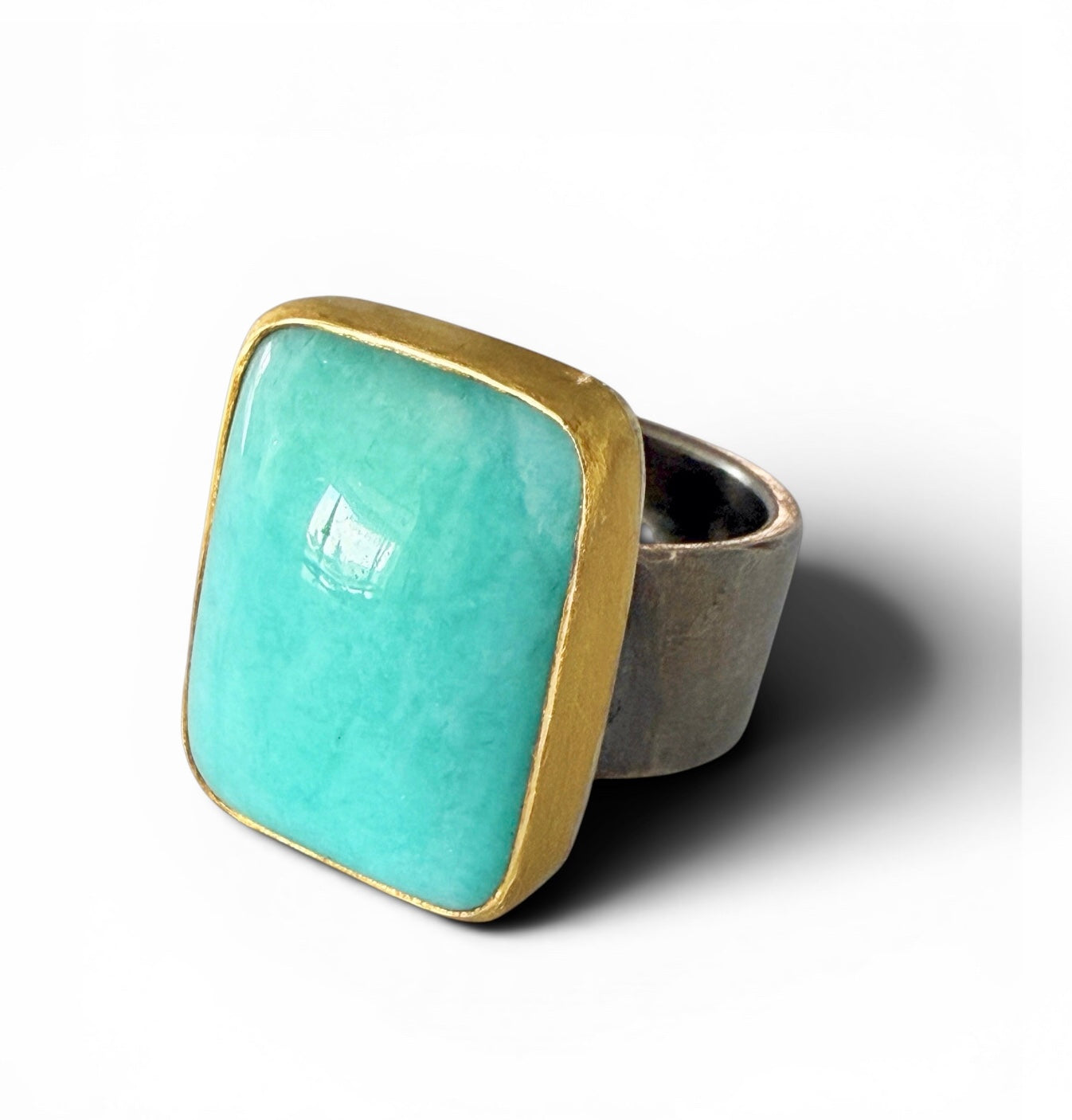 Square Amazonite Ring by Sally Kay