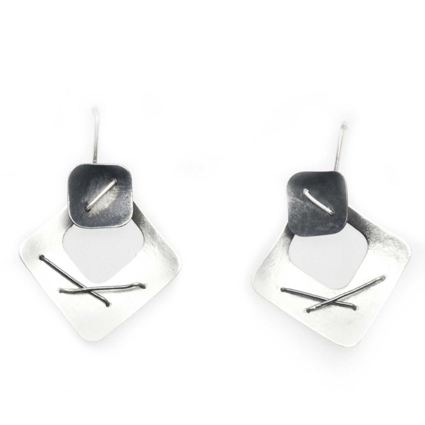 Two Square Layered Earrings by Suzanne Schwartz