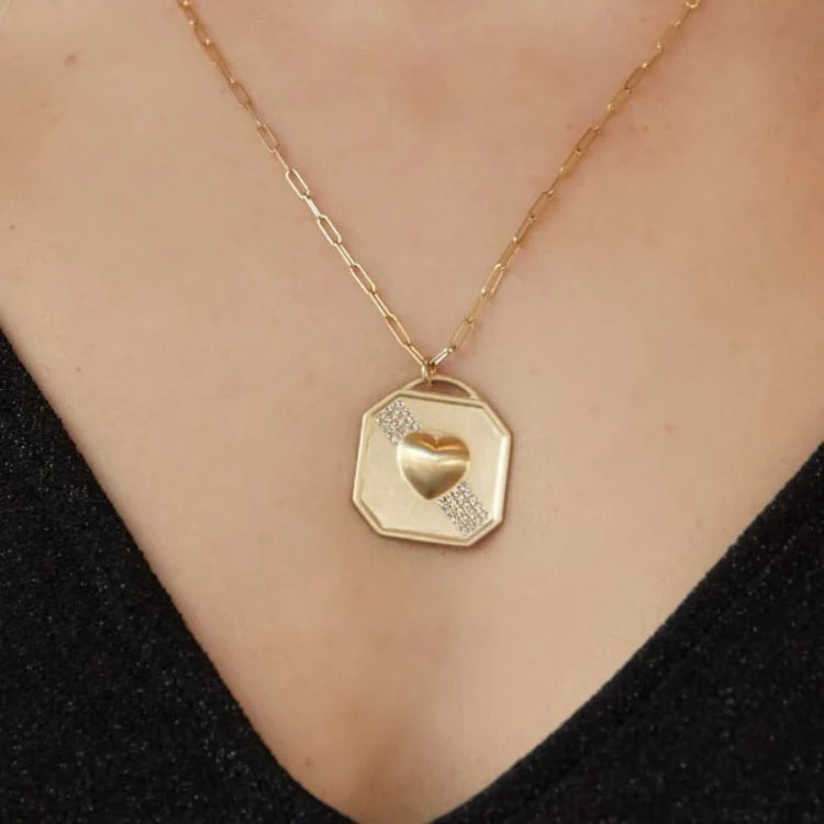 14k Puffy Heart Necklace by Elizabeth Moore