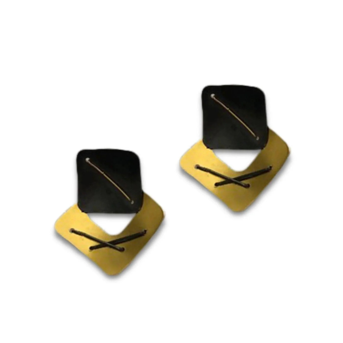 Modular Layered Square Earrings with 18k Gold by Suzanne Schwartz
