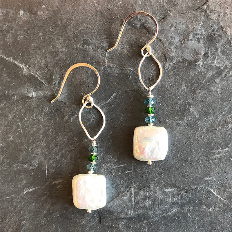 Atlantic Earrings handmade by Garden of Silver in Westhampton Beach, New York.