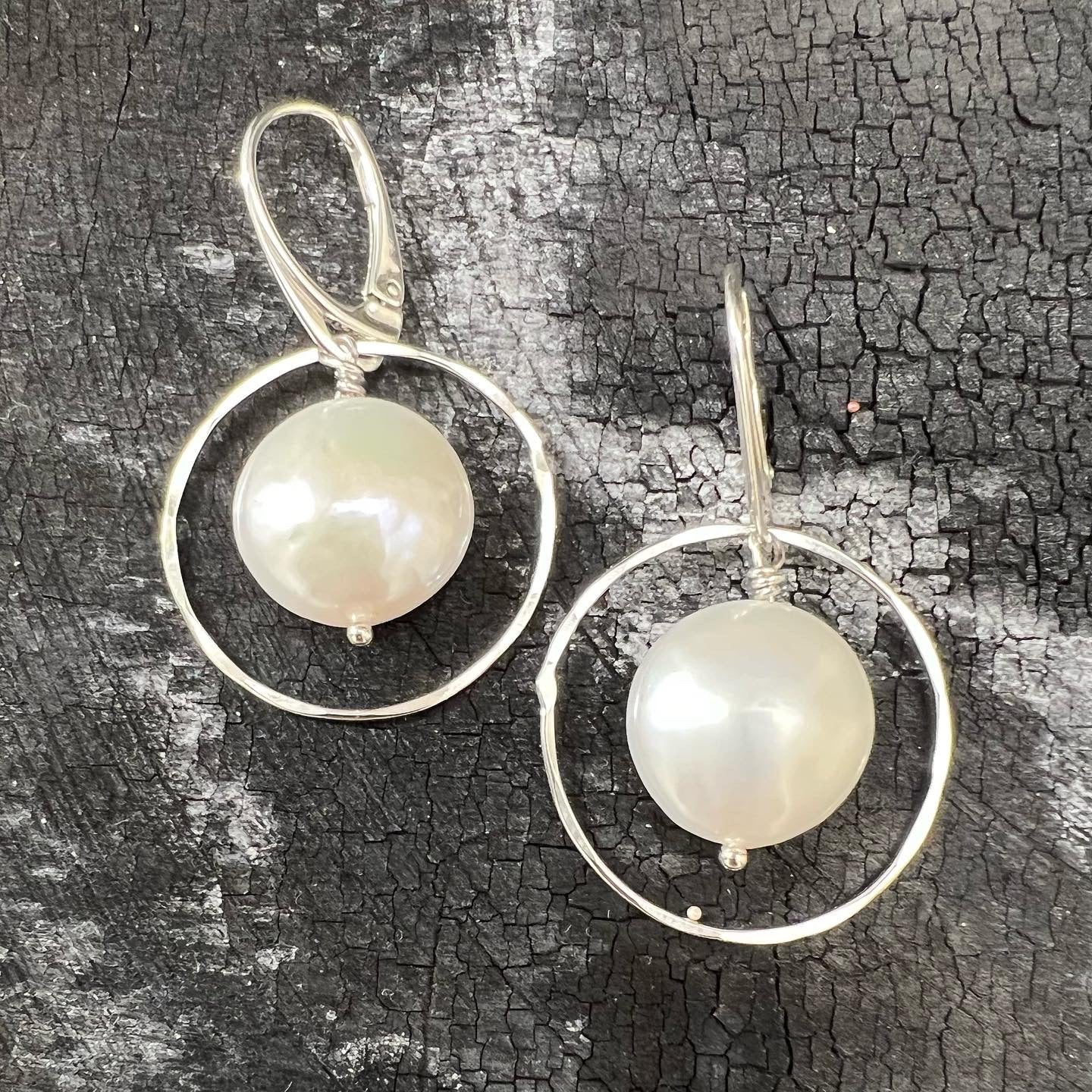 Sterling Silver Coin Pearls Earrings