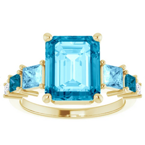 Blue Heaven Aquamarine Gold Ring by Garden of Silver in Westhampton Beach. www.gardenofsilve.com