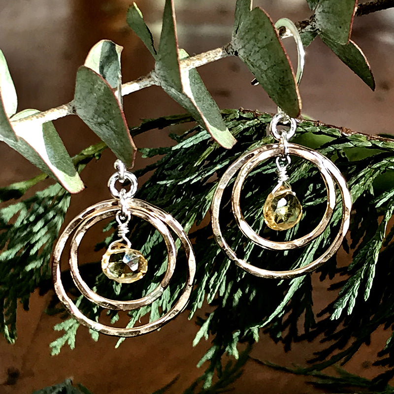 Citrine Halo Earrings