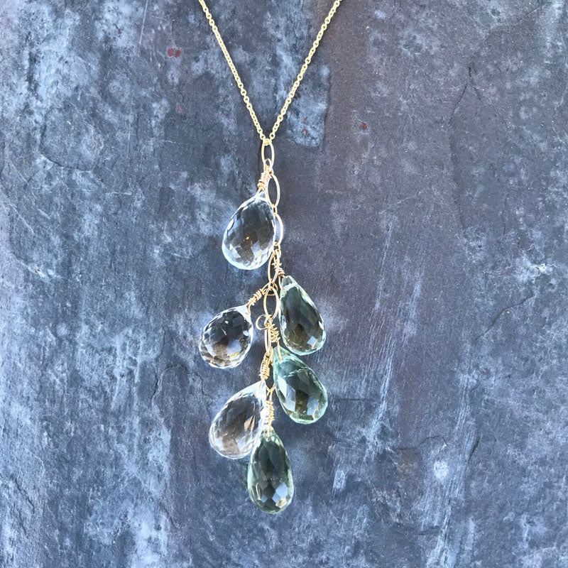 Green Amethyst Gold Necklace by Garden of Silver in Westahmpton Beach, NY Hamptons www.gardenofsilver.com