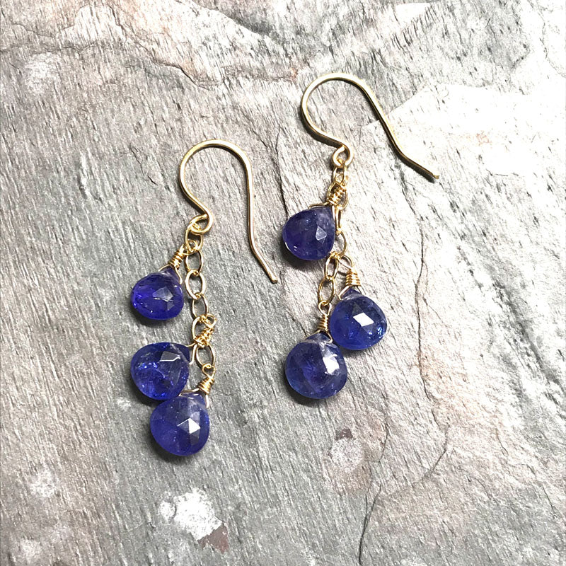 Tanzanite Vineyard Earrings handmade by Garden of Silver in Westhampton Beach, NY Hamptons, www.gardenofsilver.com