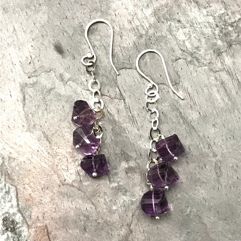 Twisted Trio Amethyst Earrings at Garden of Silver in Westhampton Beach, Hamptons, NY www.gardenofsilver.com