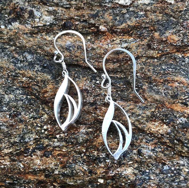 Sailing Away earrings handmade in America by Garden of Silver in sterling silver.