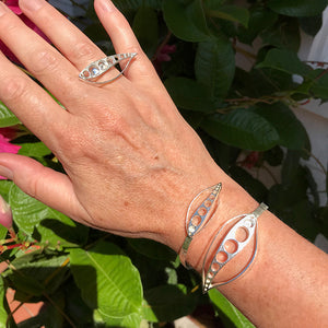 Oyster Bay Bracelet and ring handmade in sterling silver by Garden of Silver.