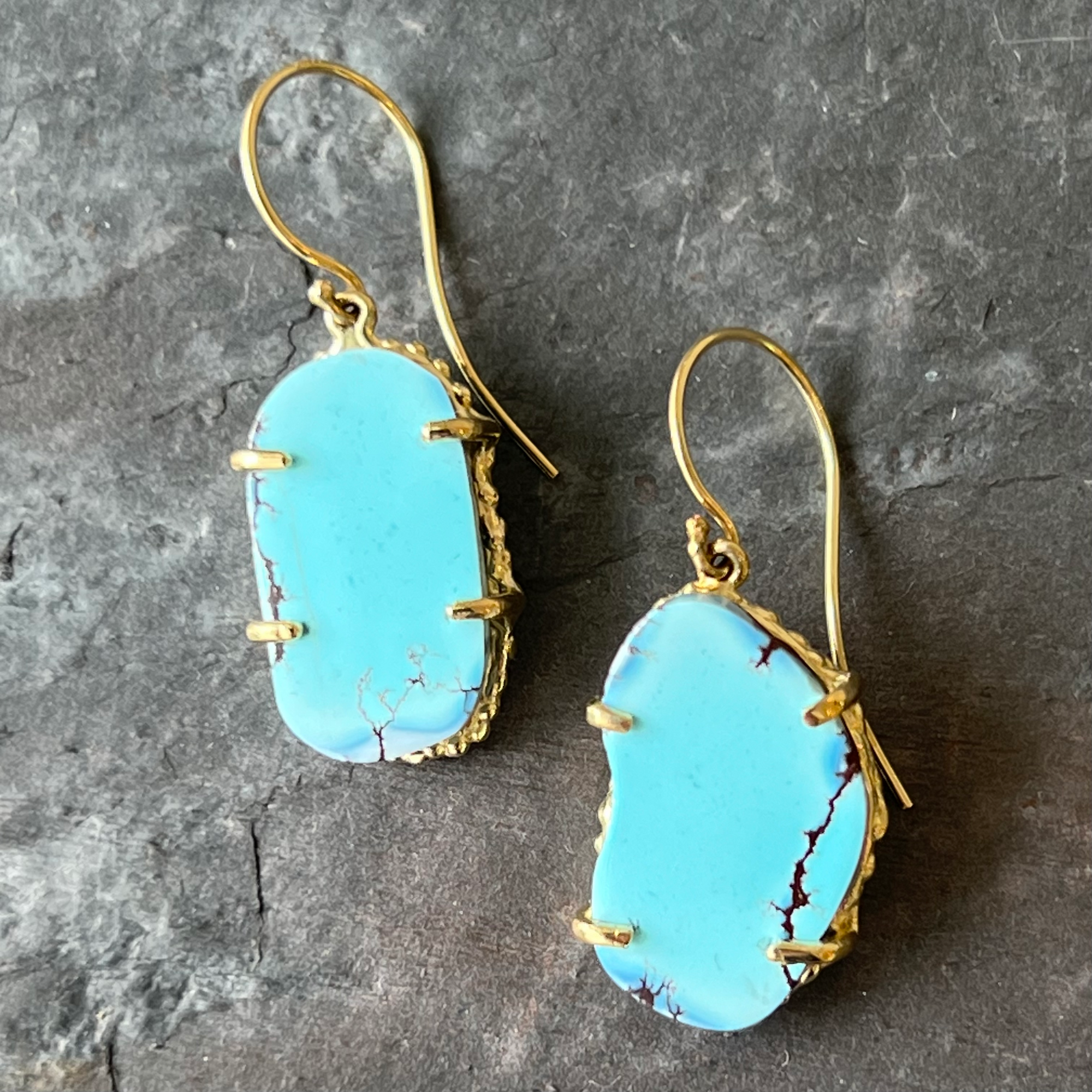 Lavender Turquoise Gold Earrings by Jane Bartel at Garden of Silver.