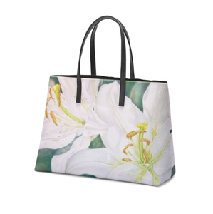 Lily Pair original colored pencil drawing on tote bag by artist Eileen Baumeister McIntyre.