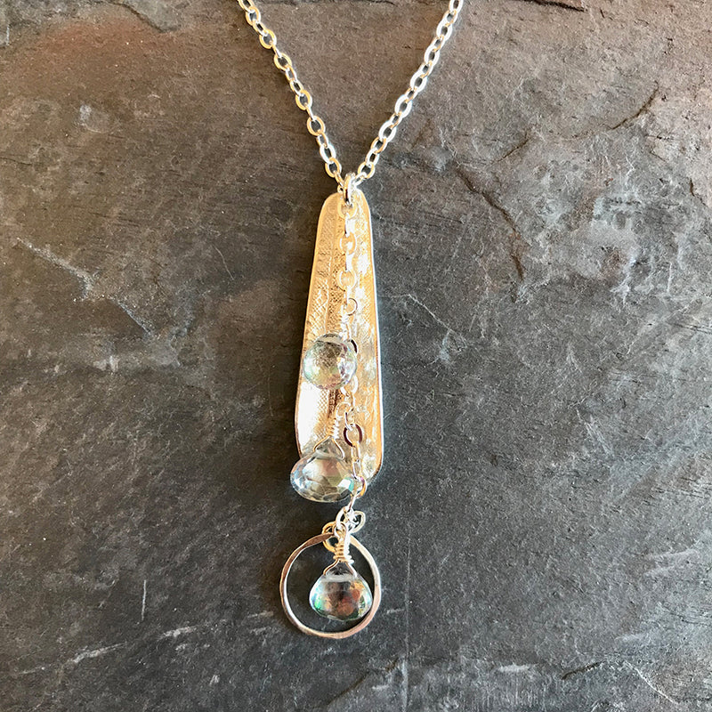 Mystic Quartz Moondance Necklace by Garden of Silver handmade artisan jewelry in Westhampton Beach, New York.