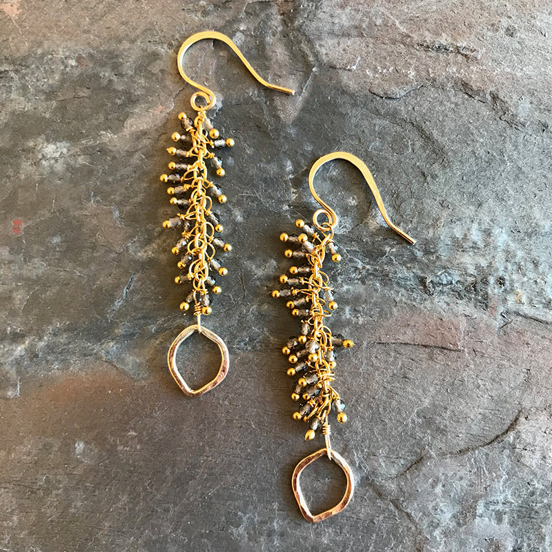 Smoky Gold Earrings by Garden of Silver handmade in USA artisan jewelry.