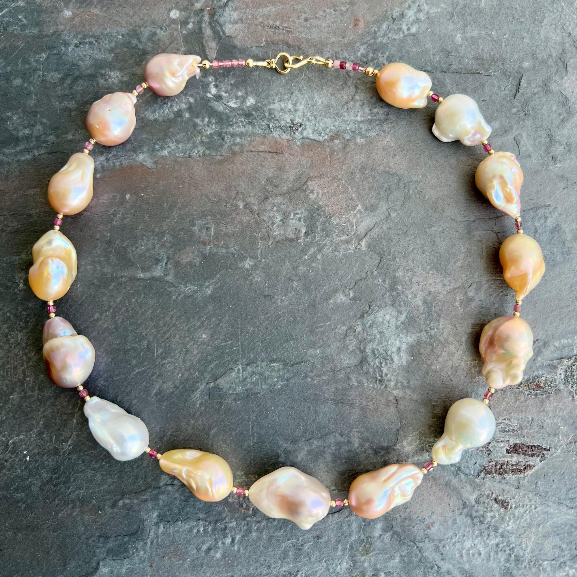 Pink Tourmaline Baroque Pearl Necklace