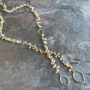 Sandy Opal Lariat Necklace handmade by Garden of Silver in Westhampton Beach, New York.