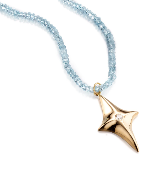 Large North Star Gold Diamond Pendant by Jane Bartel at Garden of Silver in Westhampton Beach, Hamptons, New York