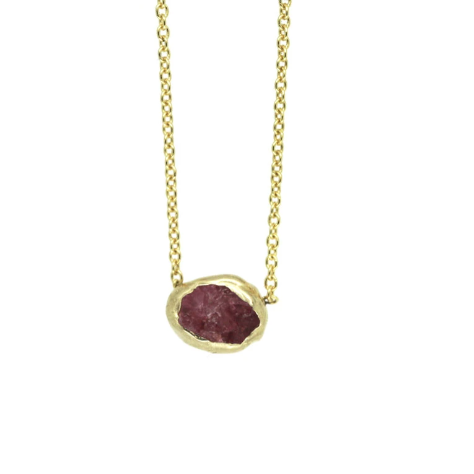 Pink Spinel Bud Pendant by Emilie Shapiro at Garden of Silver Handmade Jewelry in Westhampton Beach, NY, Hamptons, www.gardenofsilver.com