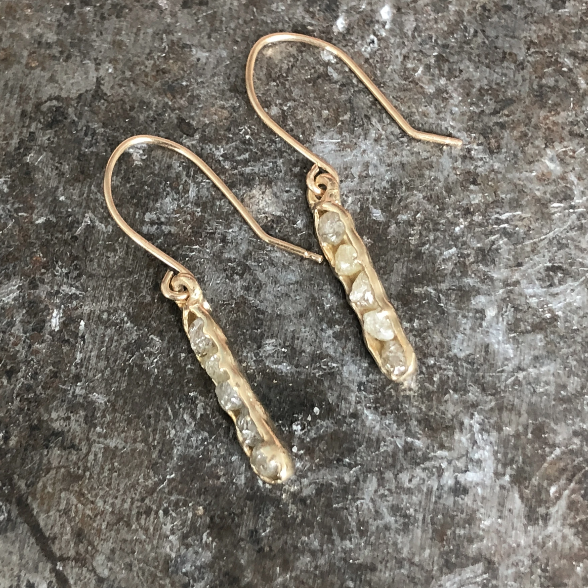 Cobblestone Diamond Earrings by Emilie Shaprio at Garden of Silver Handmade Jewelry in Westhampton Beach, NY Hamptons. www.gardenofsilver.com