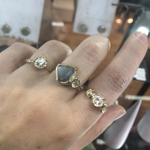 Sunburst Trio Ring by Emilie Shapiro at Garden of Silver Handmade Jewelry in Westhampton Beach, Hamptons, NY www.gardenofsilver.com