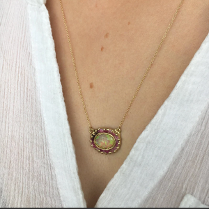 Looking Glass Opal Sapphire Pendant by Emilie Shapiro at Garden of Silver Handmade Jewelry in Westhampton Beach, Hamptons, NY www.gardenofsilver.com