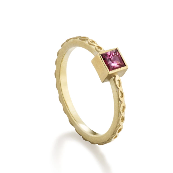 Mauve Spinel Infinity Ring by Elizabeth Moore at Garden of Silver in Westhampton Beach, NY www.gardenofsilver.com