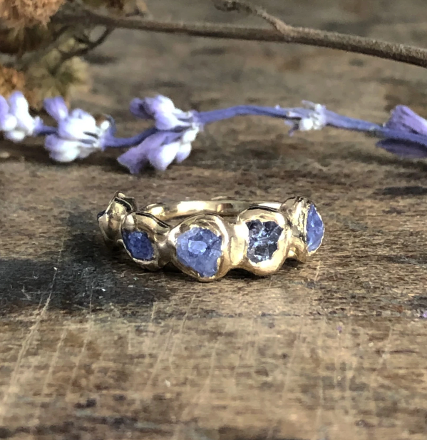 Tanzanite Flower Crown Ring by Emilie Shapiro at Garden of Silver Handmade Jewelry in Westhampton Beach, Hamptons, NY www.gardenofsilver.com