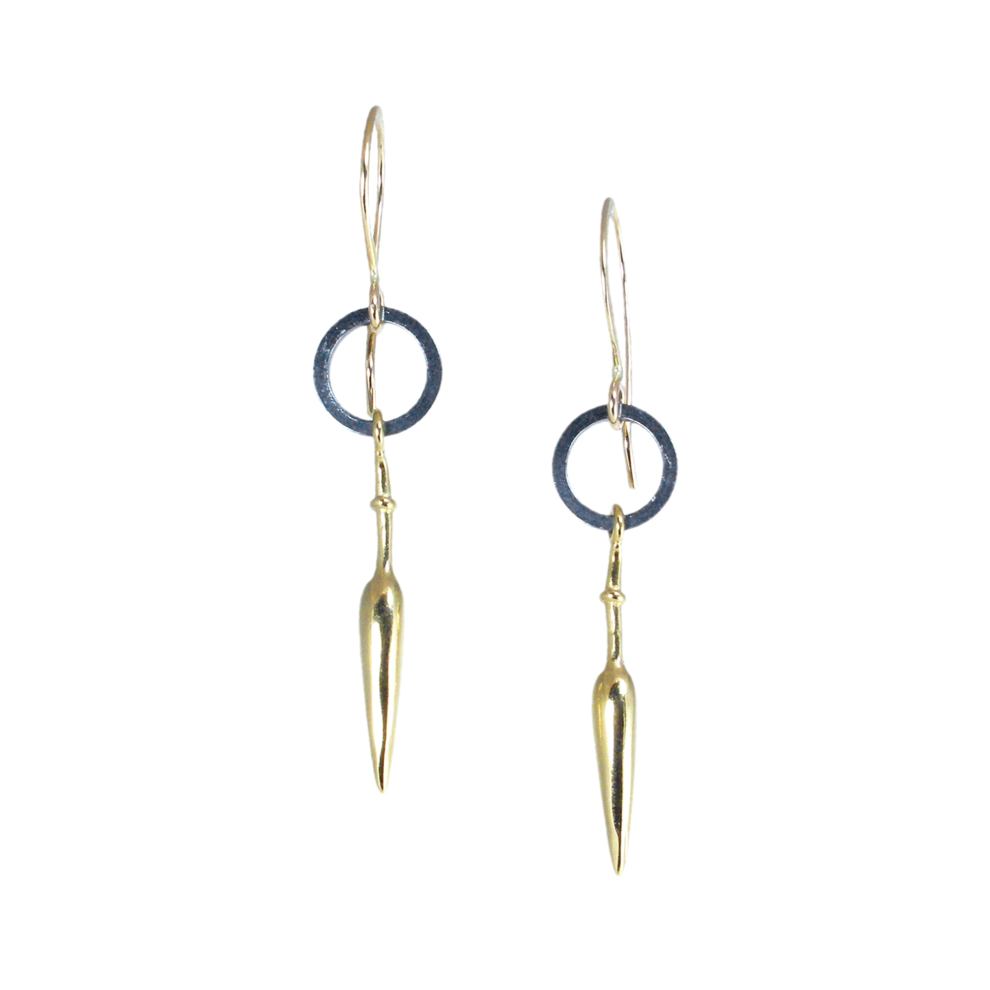 Black & Gold Spike Earrings by Q Evon