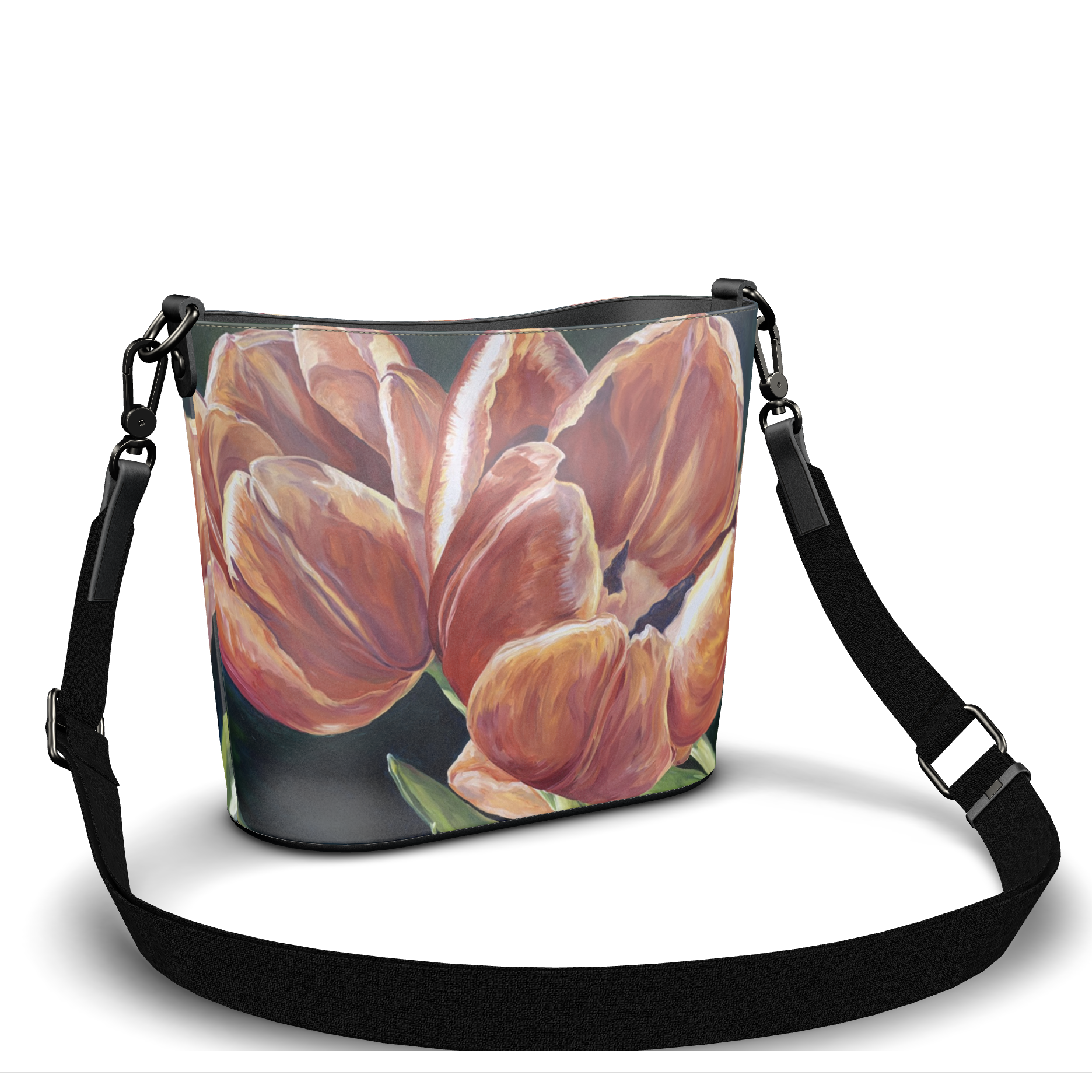 Tulip Sunset leather handbag created by Eileen Baumeister McIntyre for Garden of Silver. www.gardenofsilver.com