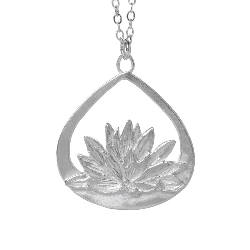 Garden of Silver Water Lily Heaven Necklace handmade in sterling silver