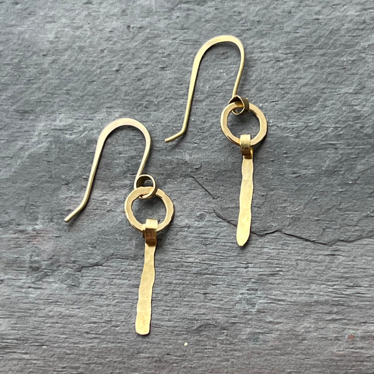 Handmade 14K gold earrings by Garden of Silver in Westhampton Beach.