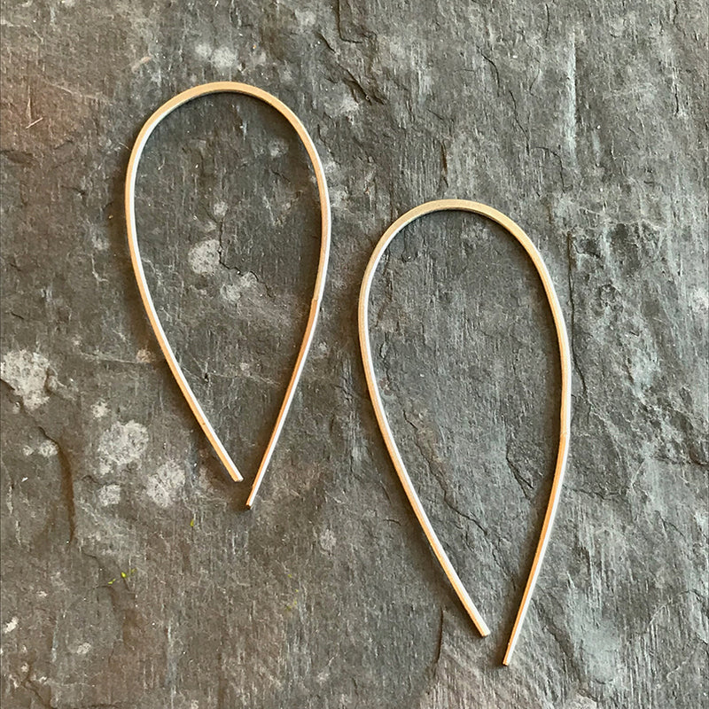 Silver & Gold Wishbone earrings by Colleen Mauer at Garden of Silver in Westhampton Beach, New York.