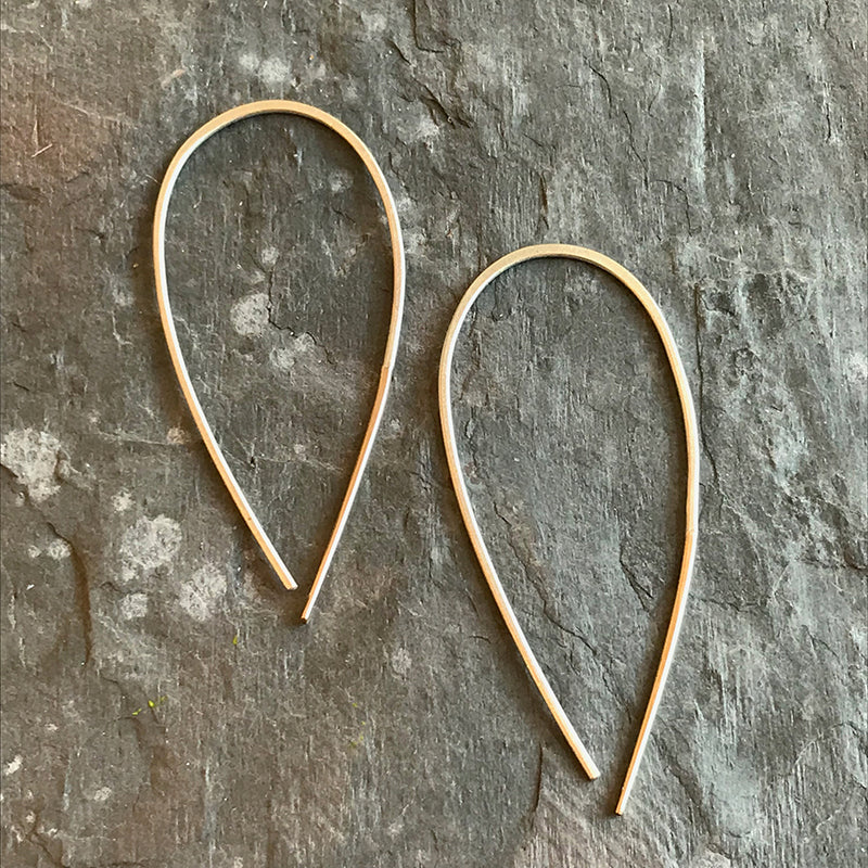Silver & Gold Wishbone earrings by Colleen Mauer at Garden of Silver in Westhampton Beach, New York.