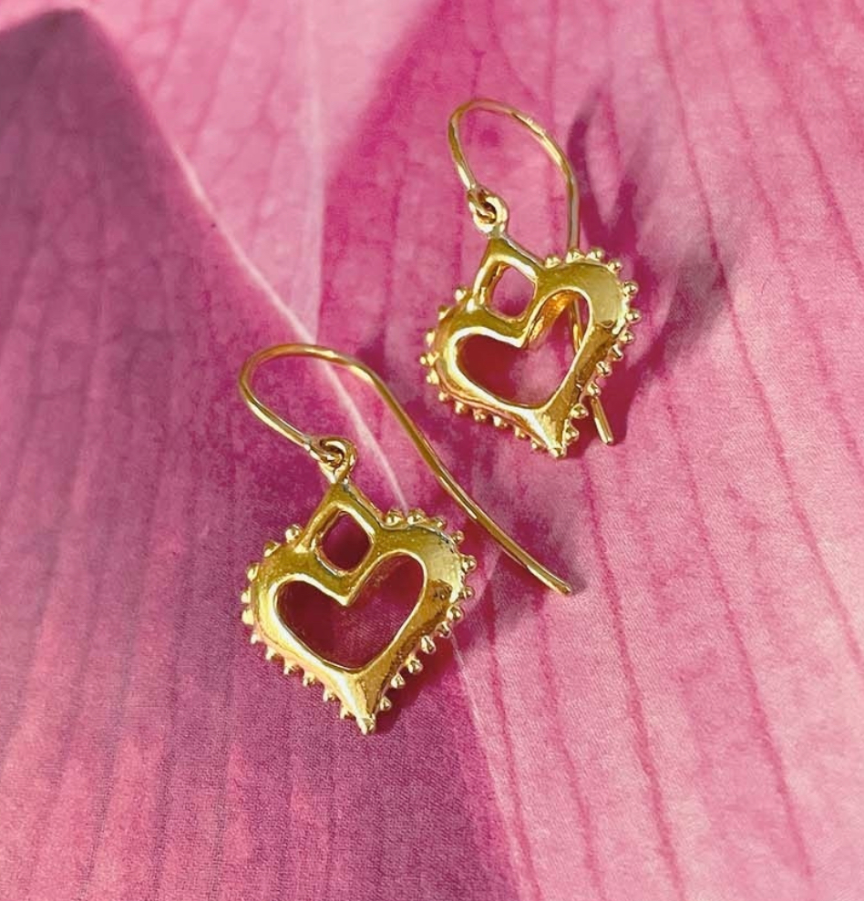 18k Gold Heart Earrings by Jane Bartel
