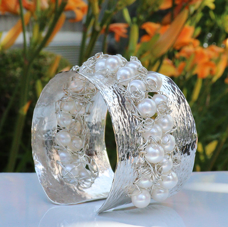 Nikki Sedacca pearl and sterling bracelet at Garden of Silver in Westhampton Beach, New York.