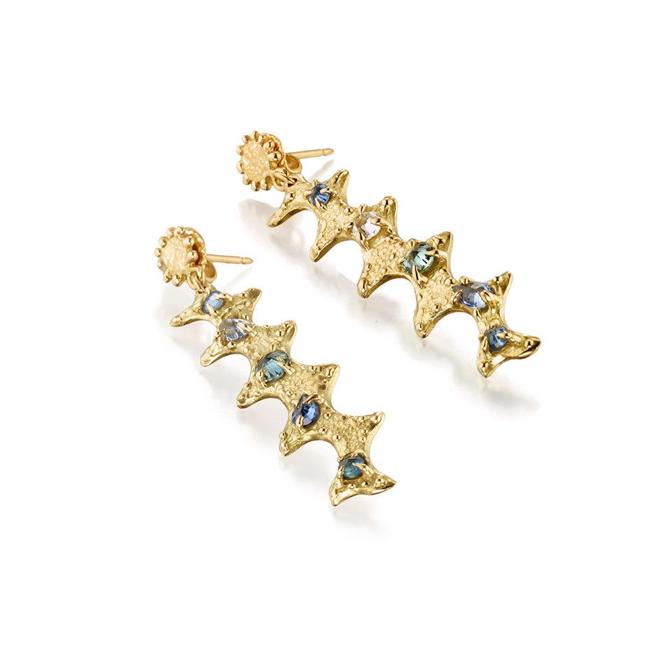 18K Gold Blue Sapphire Earrings by Jane Bartel